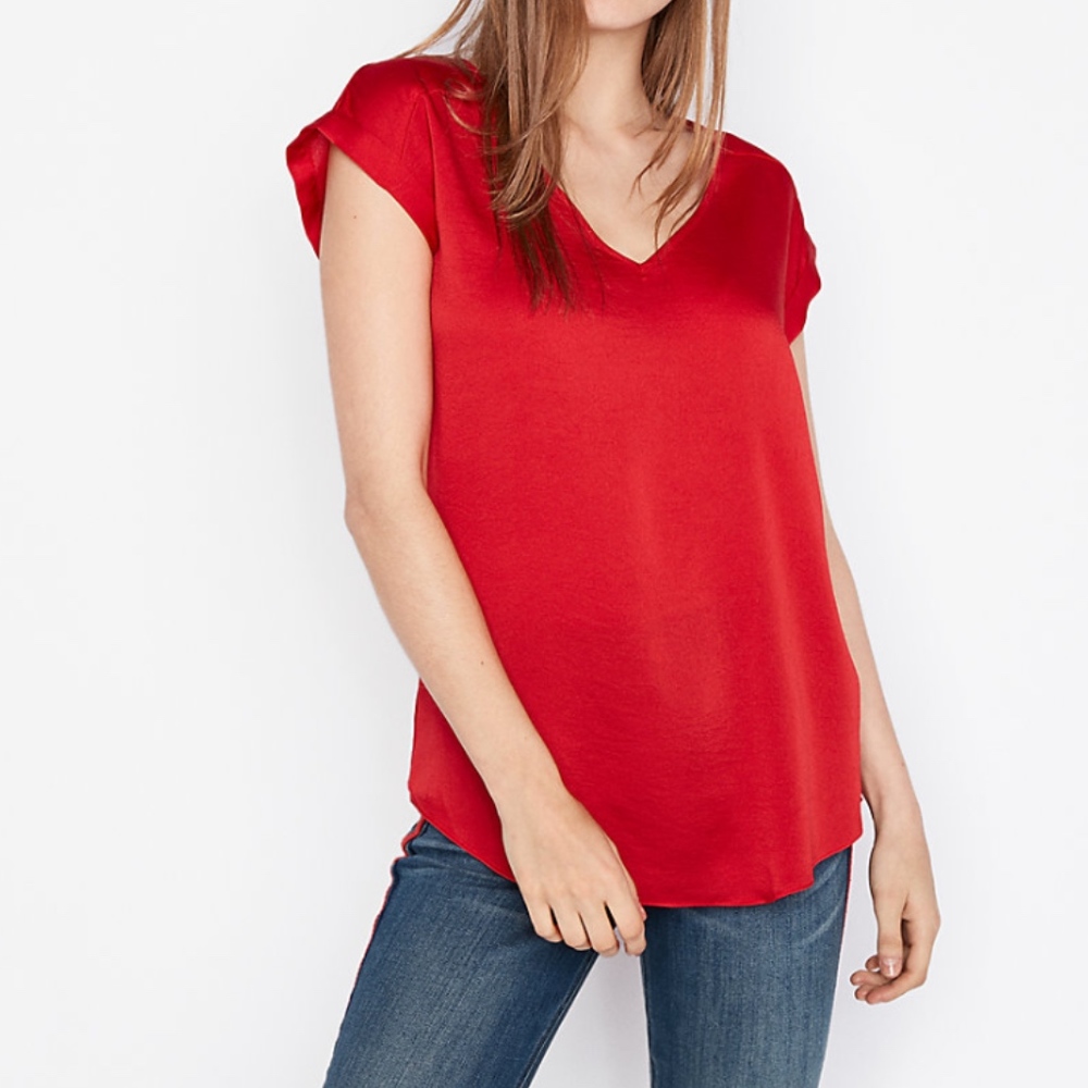 Red V-Neck Gramercy Tee from EXPRESS